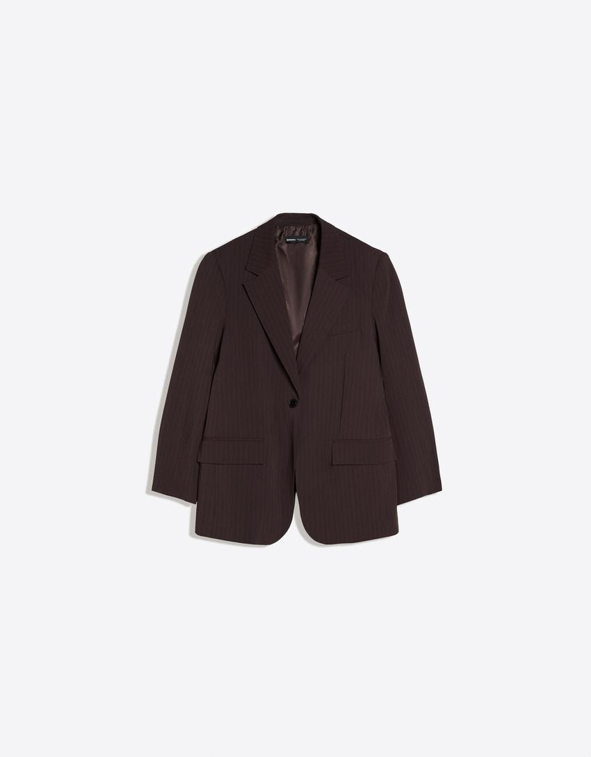 Blazer cruzada rayas-Marrón