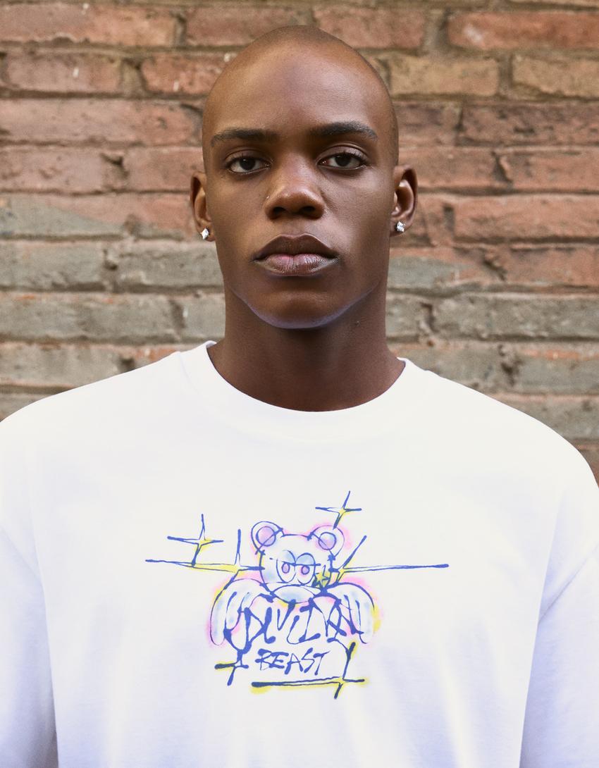 Short sleeve print T-shirt-White