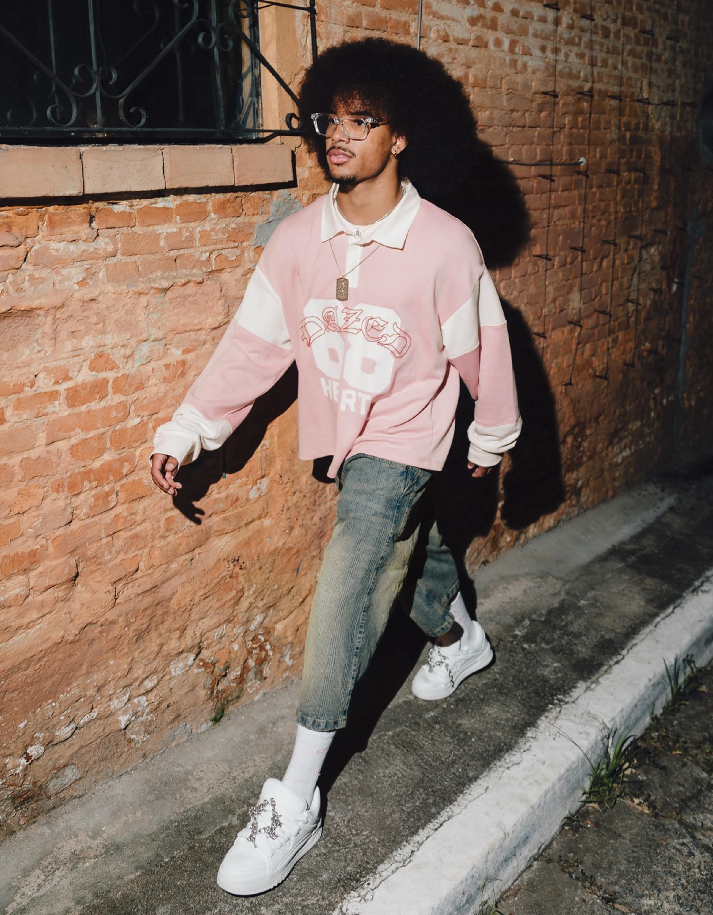 Baskılı uzun kollu polo sweatshirt - Görsel 20