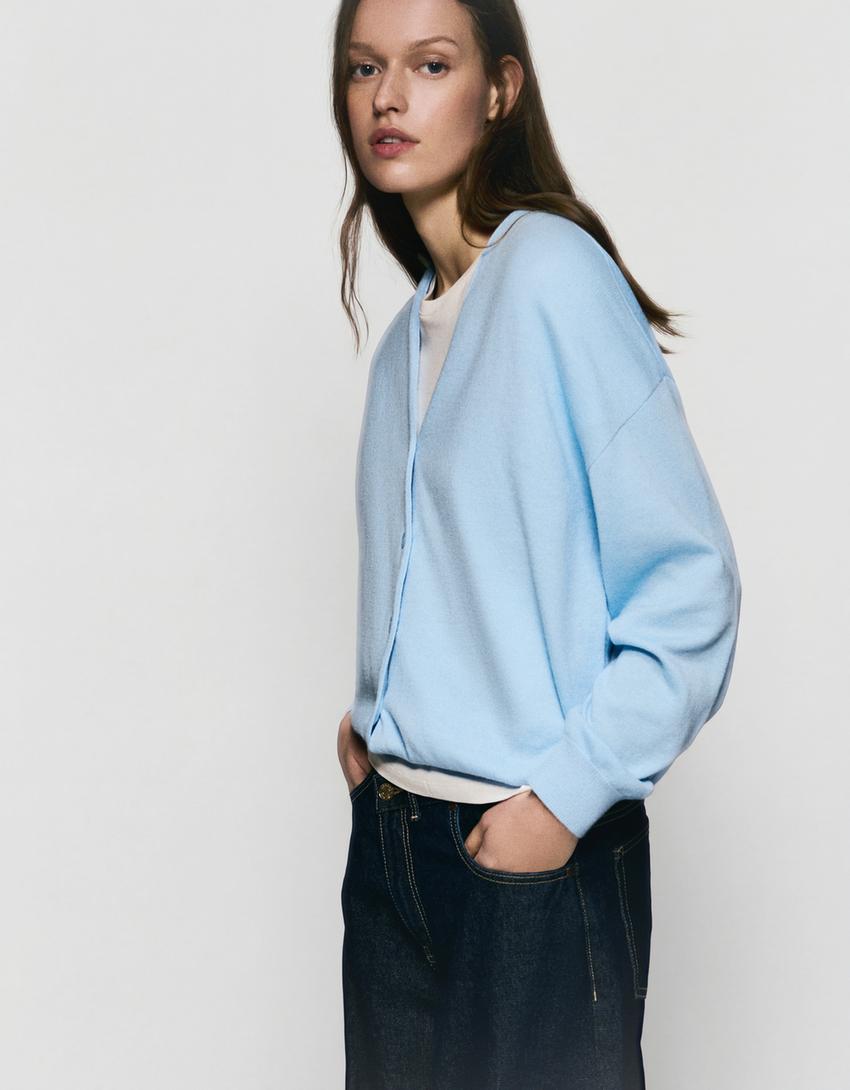 Cardigan básico-Azul claro