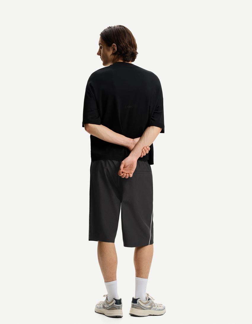 Jogger-bermudashorts aus Funktionsstoff-Schwarz-1