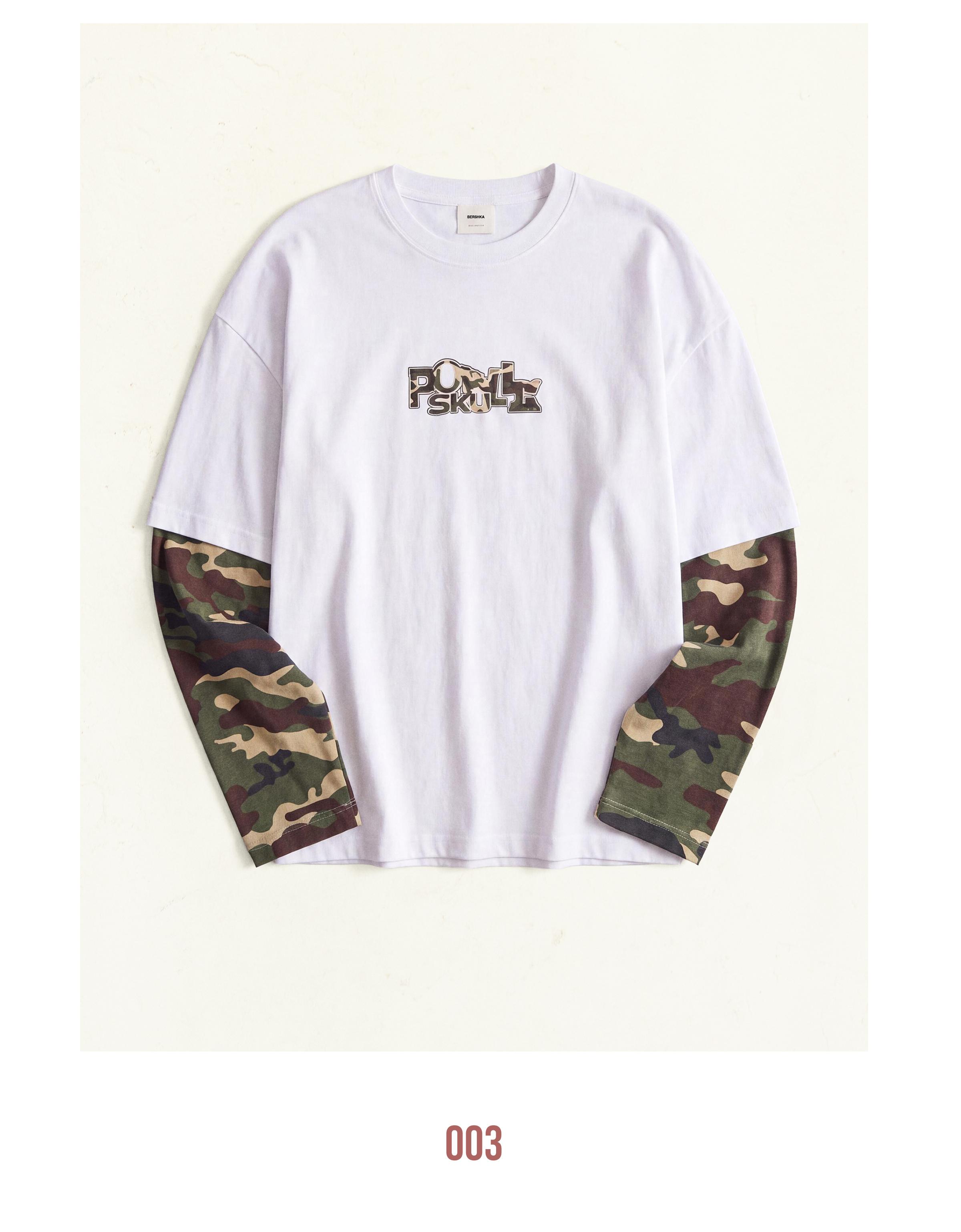 Double sleeve print T-shirt — Off white