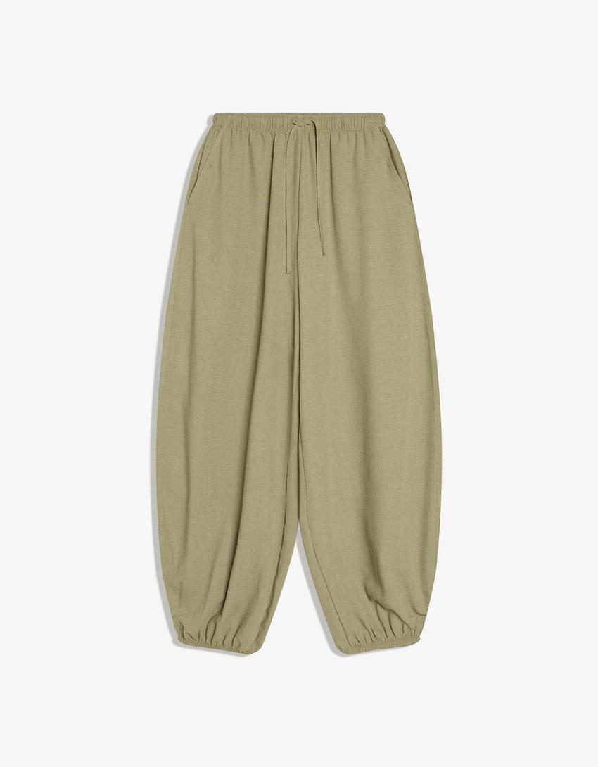 Rustic sarouel trousers-Khaki