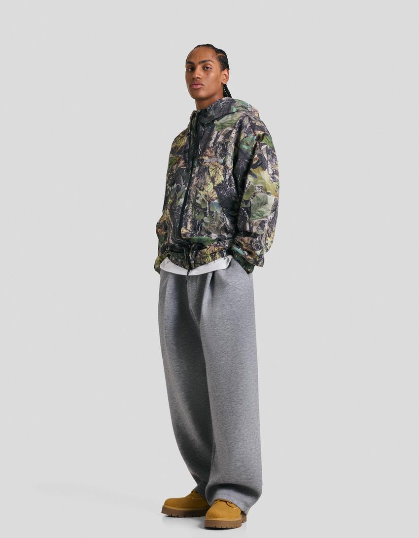 Printed technical jacket-Khaki