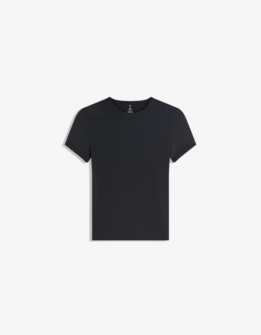 T-shirt à séchage rapide et respirant à manches courtes-Noir