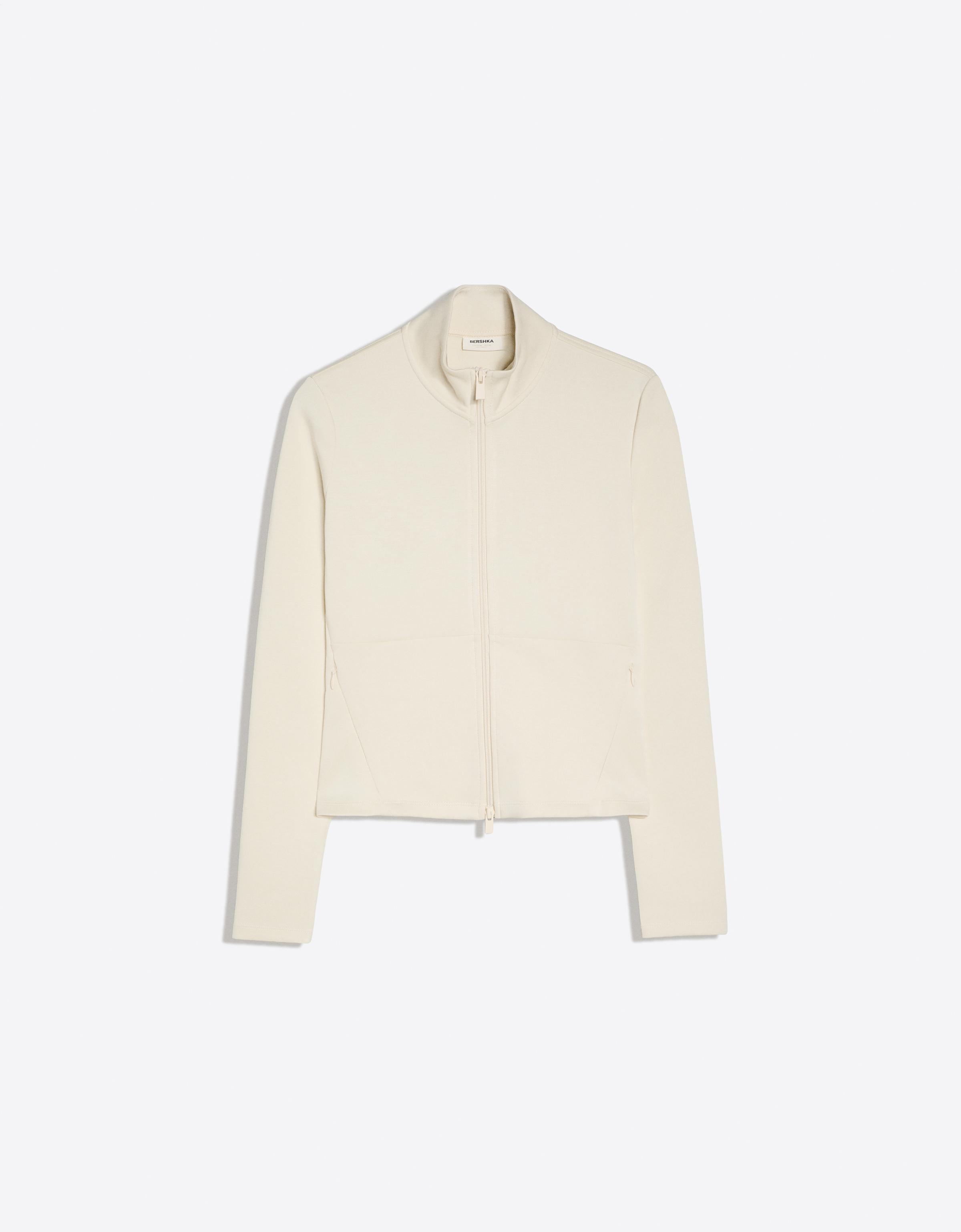 Ribbed zip jacket — Cream