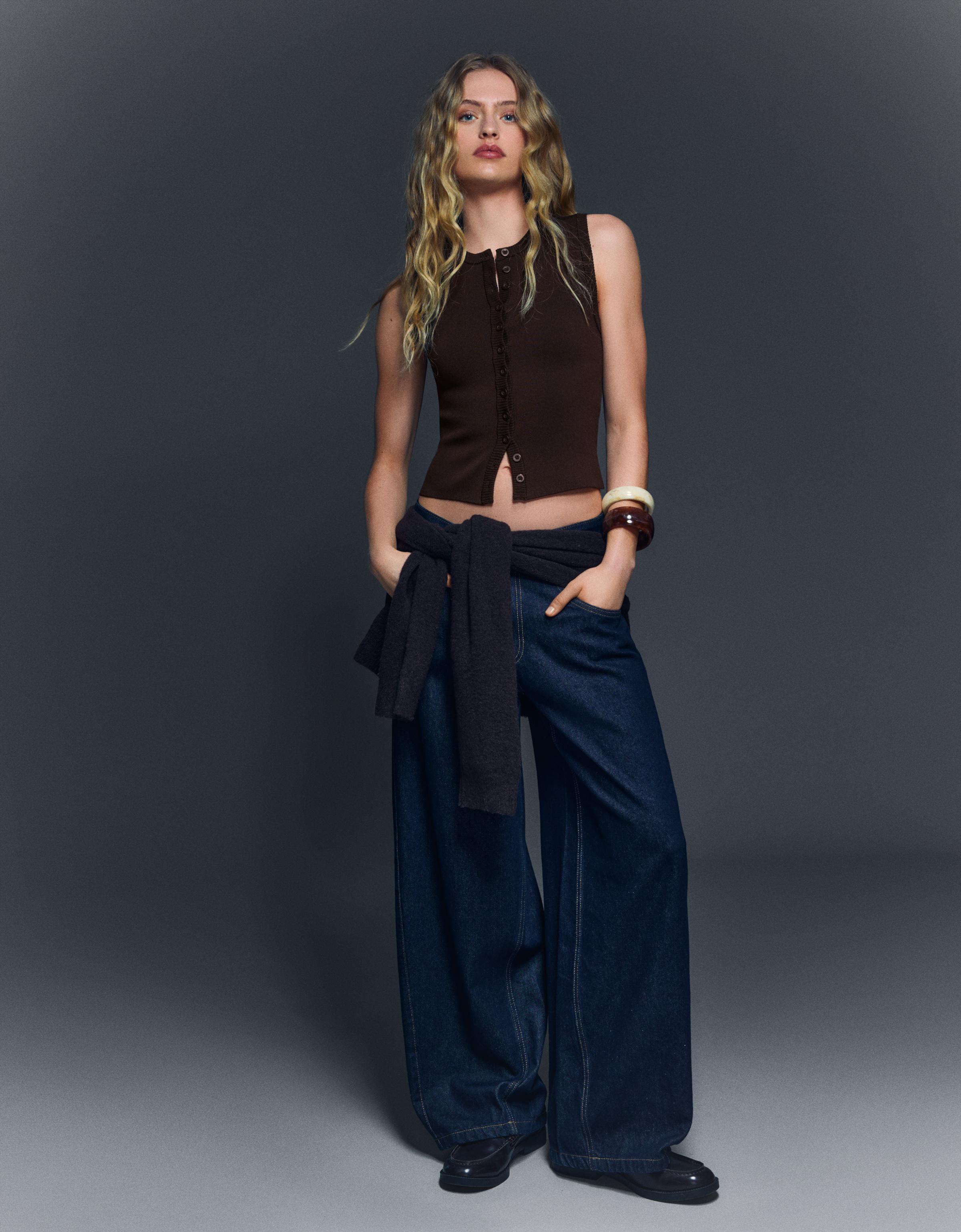 Bisiklet yaka düğmeli yelek - Görsel 36