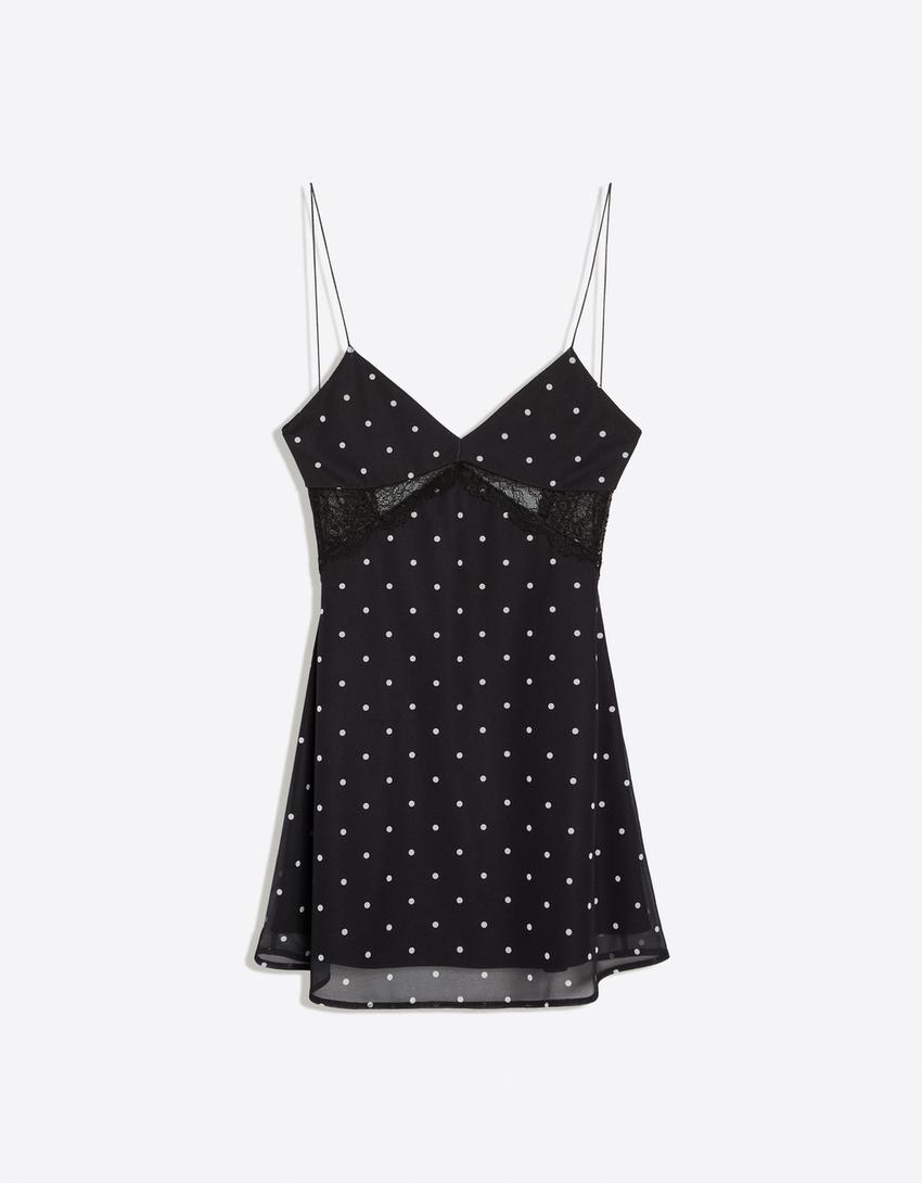 Robe mini bretelles tulle-Noir