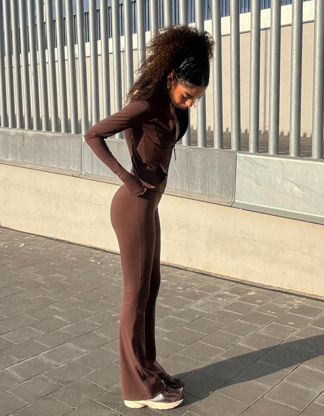 Technical flare trousers