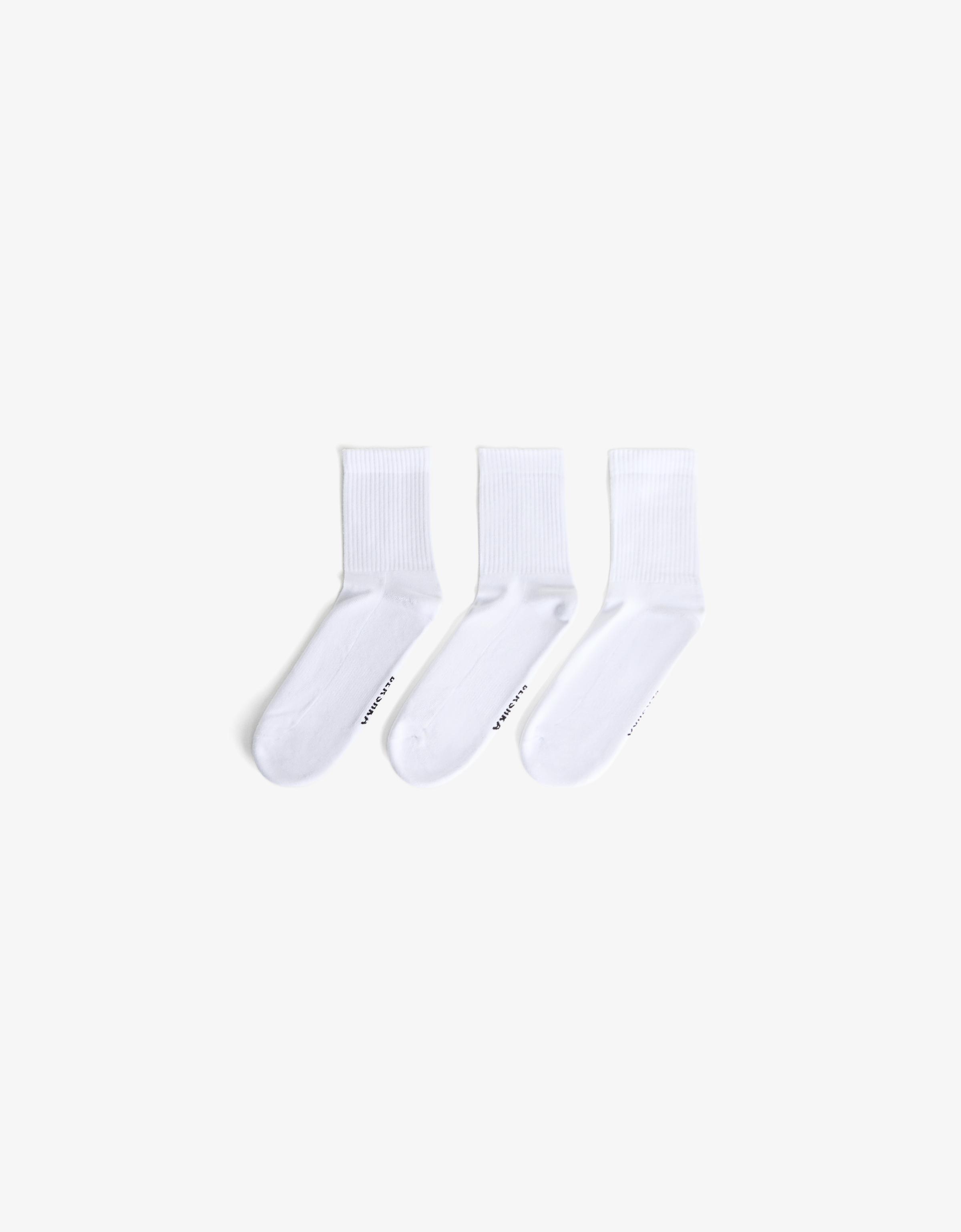 Bershka 3er-Pack Sportsocken Herren M Weiss