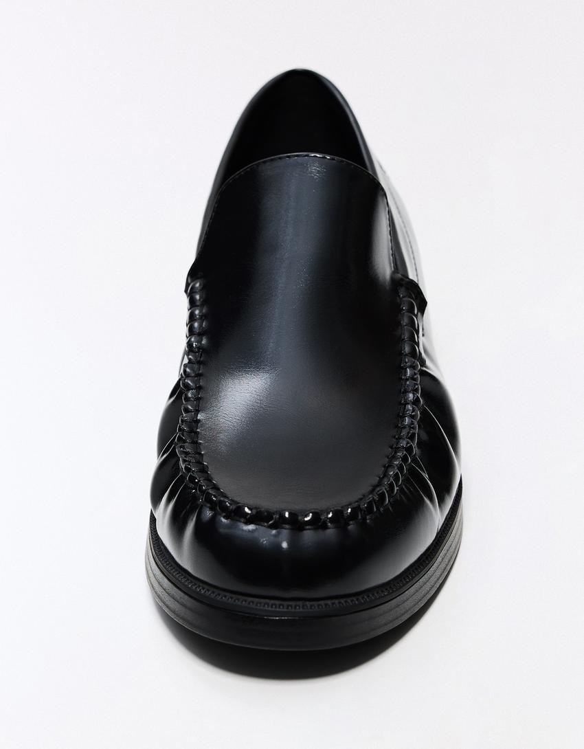 Gathered loafers-BLACK