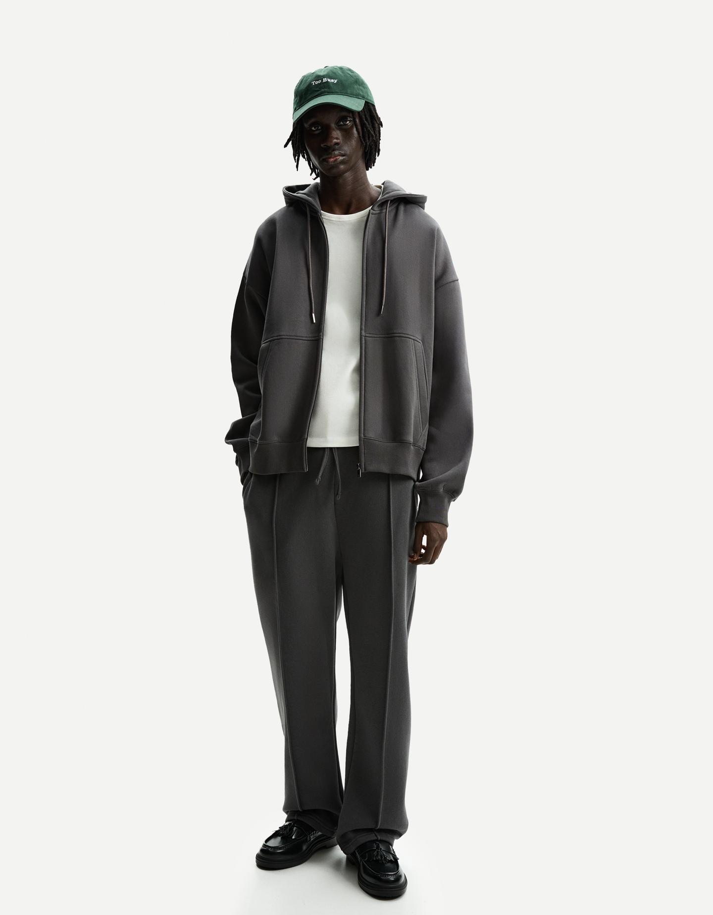 Bershka pluszowe spodnie o kroju wide leg szary