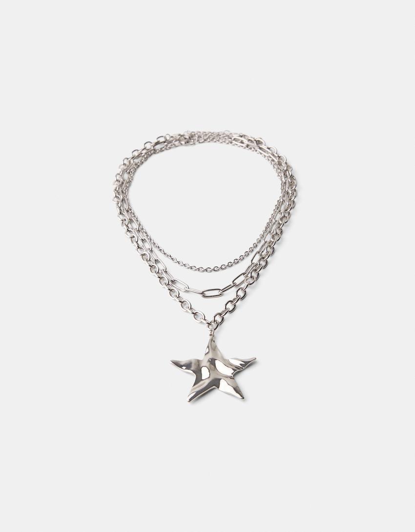 طقم من 3 قلادات نجمة-فضي-4