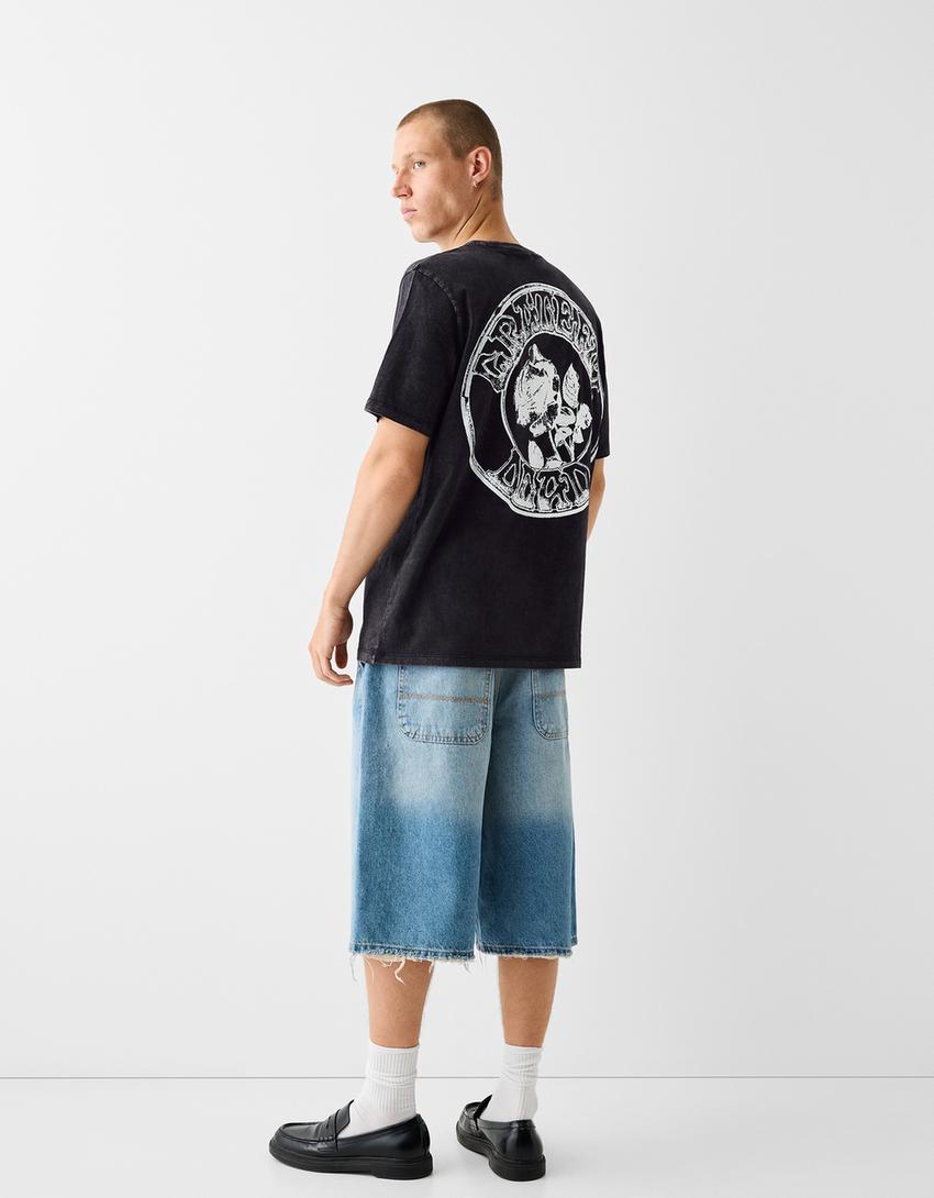 T-shirt Grateful Dead manga curta lavada-Preto-1