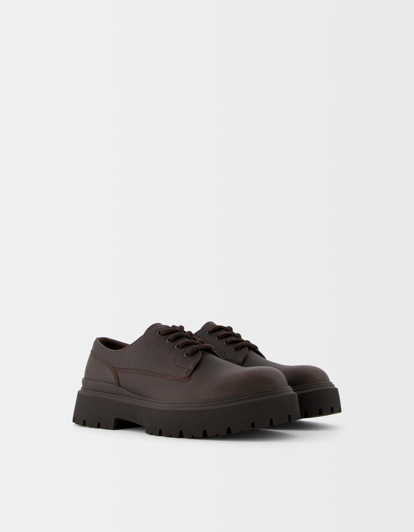 Bershka Zapato Blucher Marrón Hombre 43 Marrón