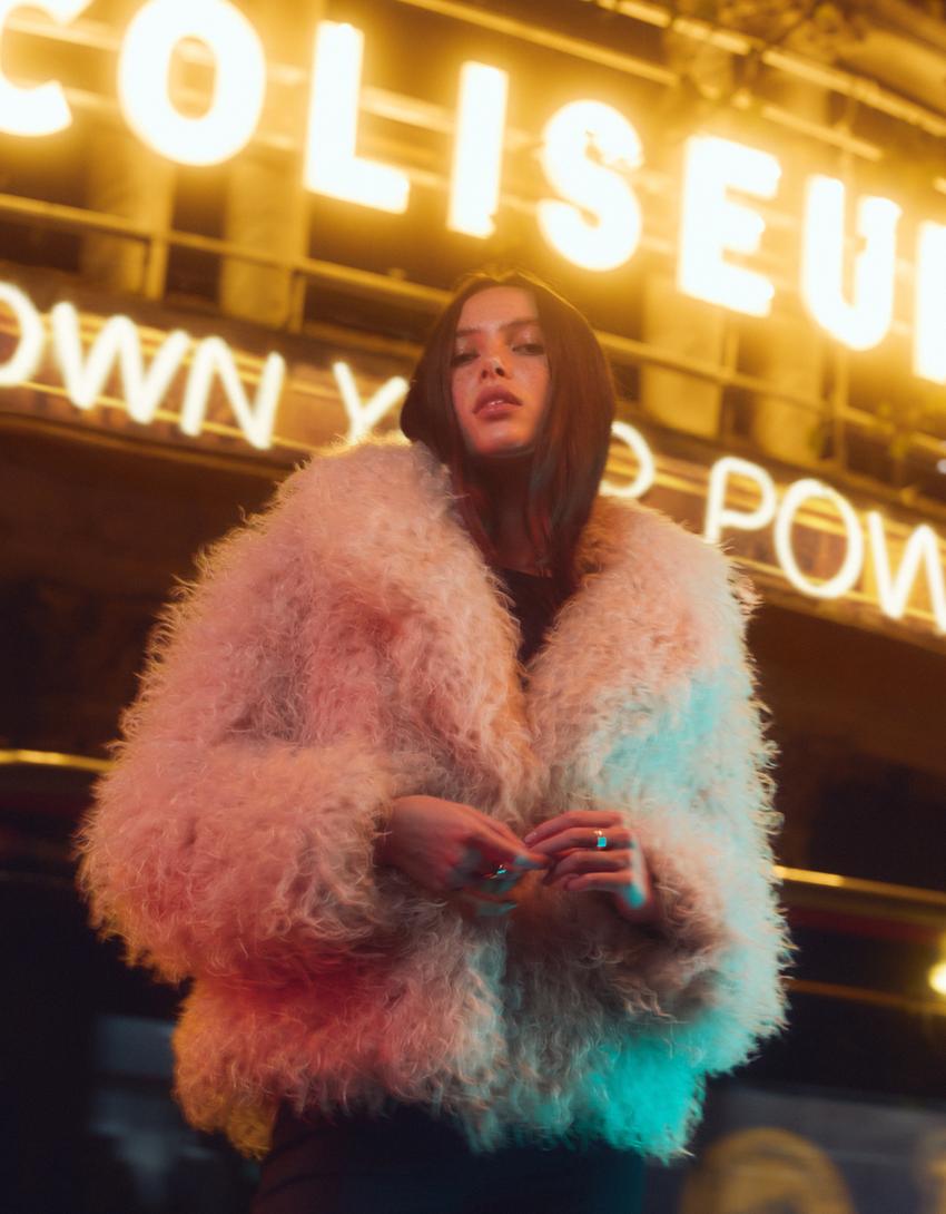 Faux fur jacket-Pink
