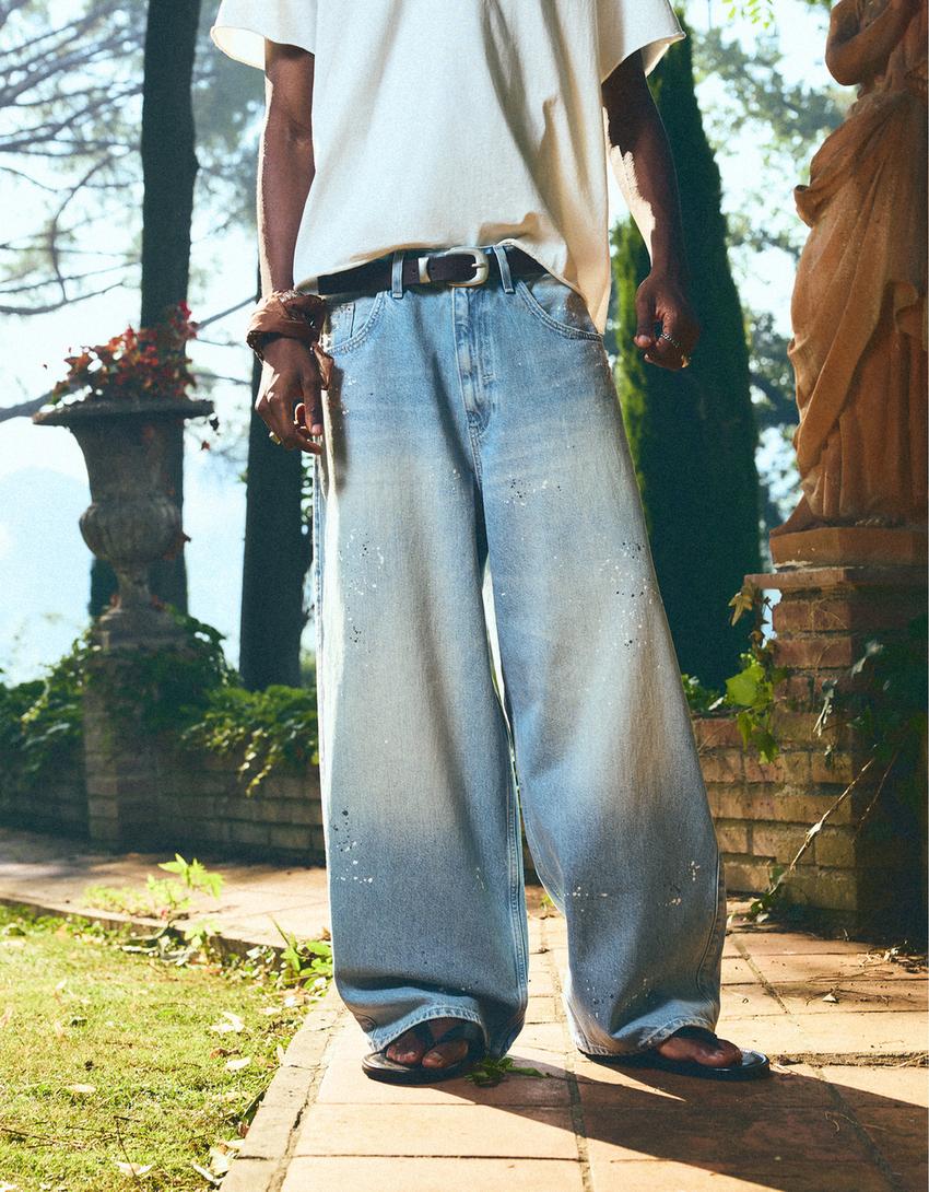 Jeans super baggy fit-Azzurro Lavato