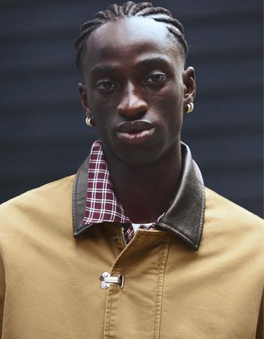 Clasp jacket with contrast collar — Camel 4