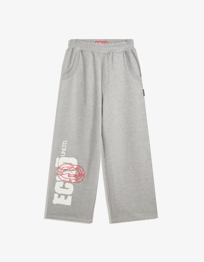 Kalhoty super baggy z teplákoviny Ecko Unltd-Šedá