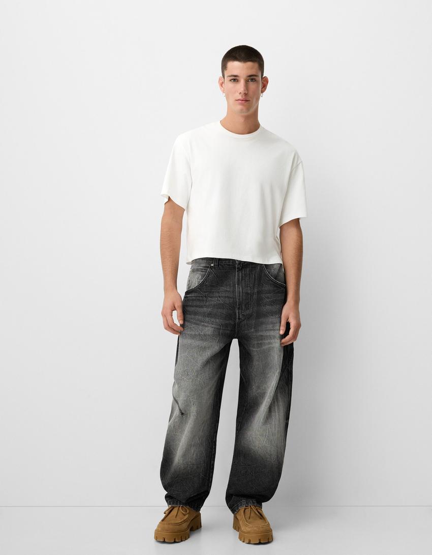 Pantaloni Bershka Jeans Uomo Wide Leg Jeans Guida Taglie