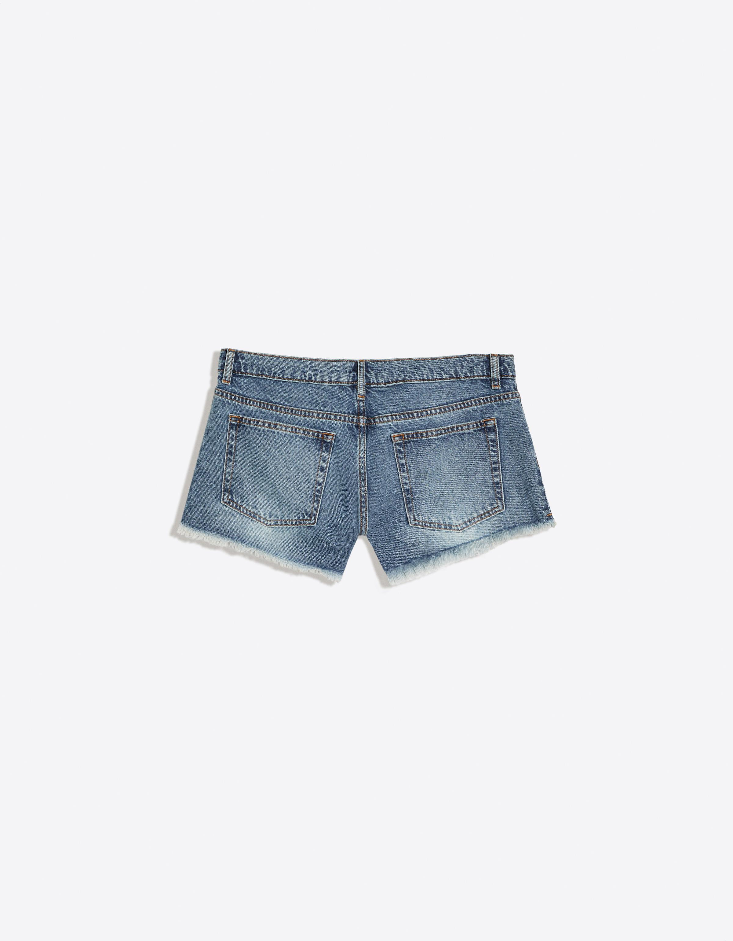 Frayed hem denim micro shorts