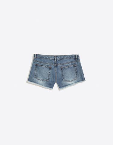 Frayed hem denim mini shorts — Blue 6