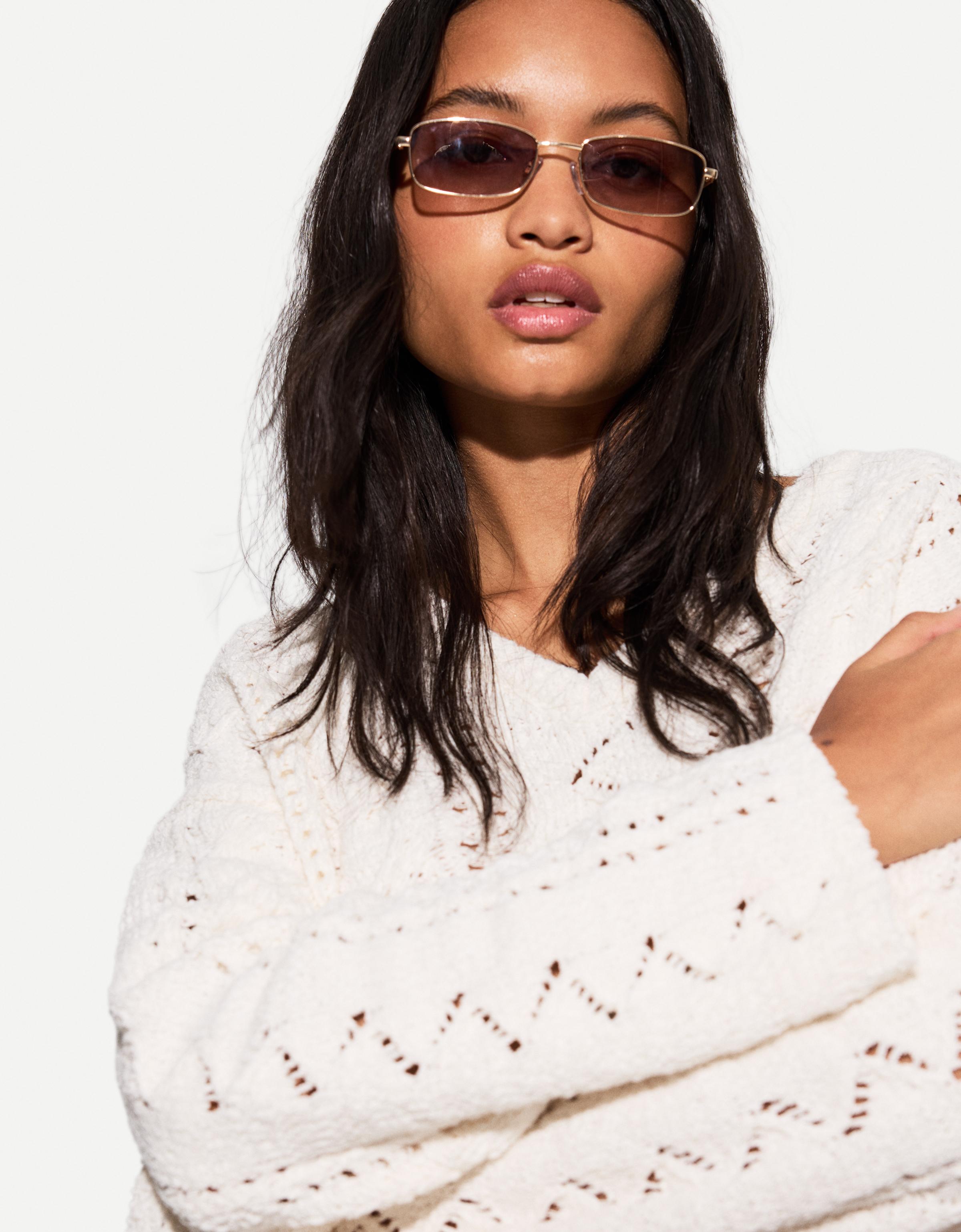 Bershka Verspiegelte Sonnenbrille. Damen Gold