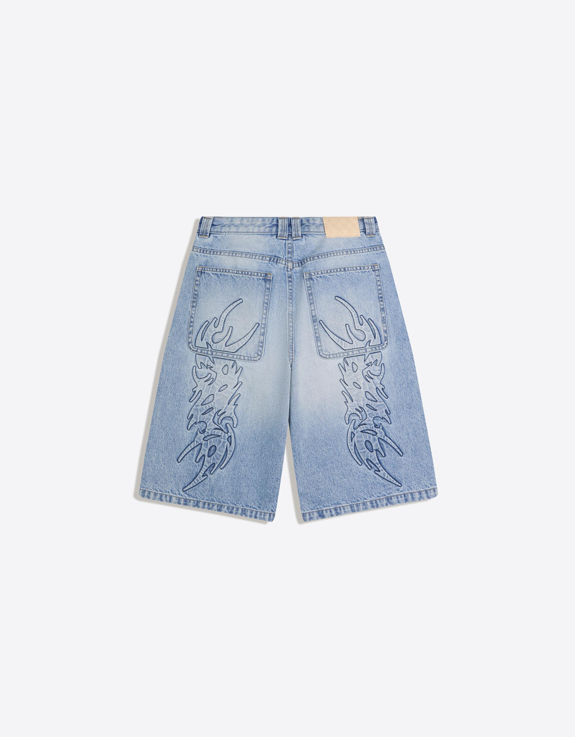 Baggy fit denim bermuda - Görsel 7