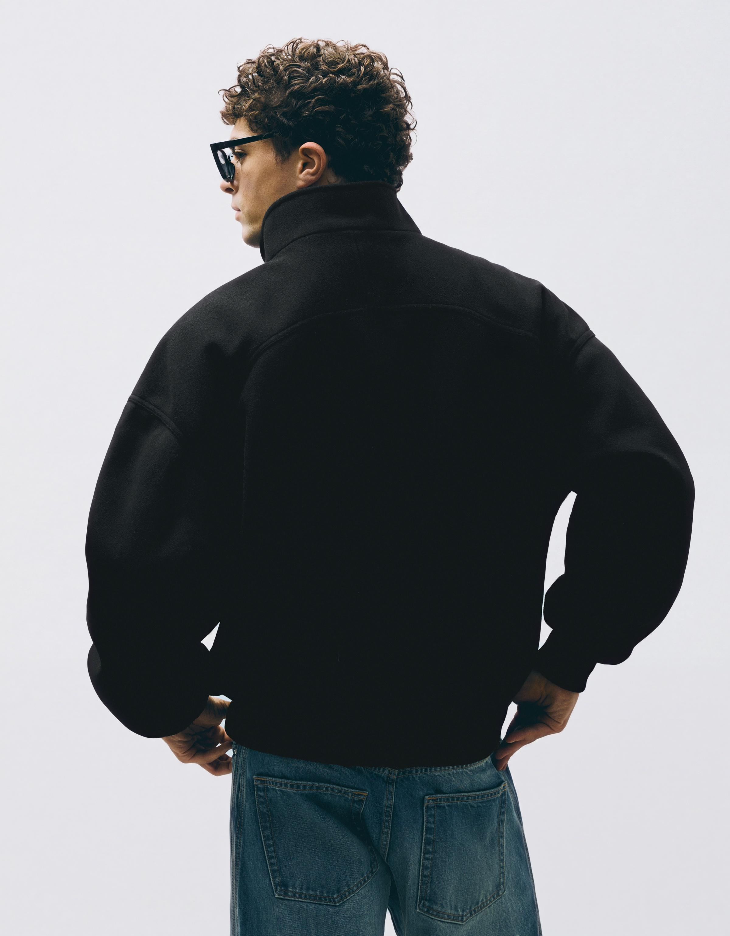Felt-effect bomber jacket — Black