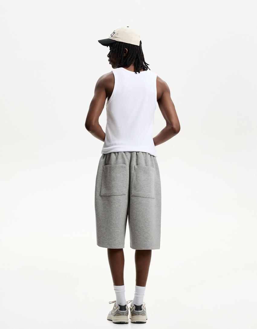 Oversize-bermudashorts aus Neopren-Grau-1