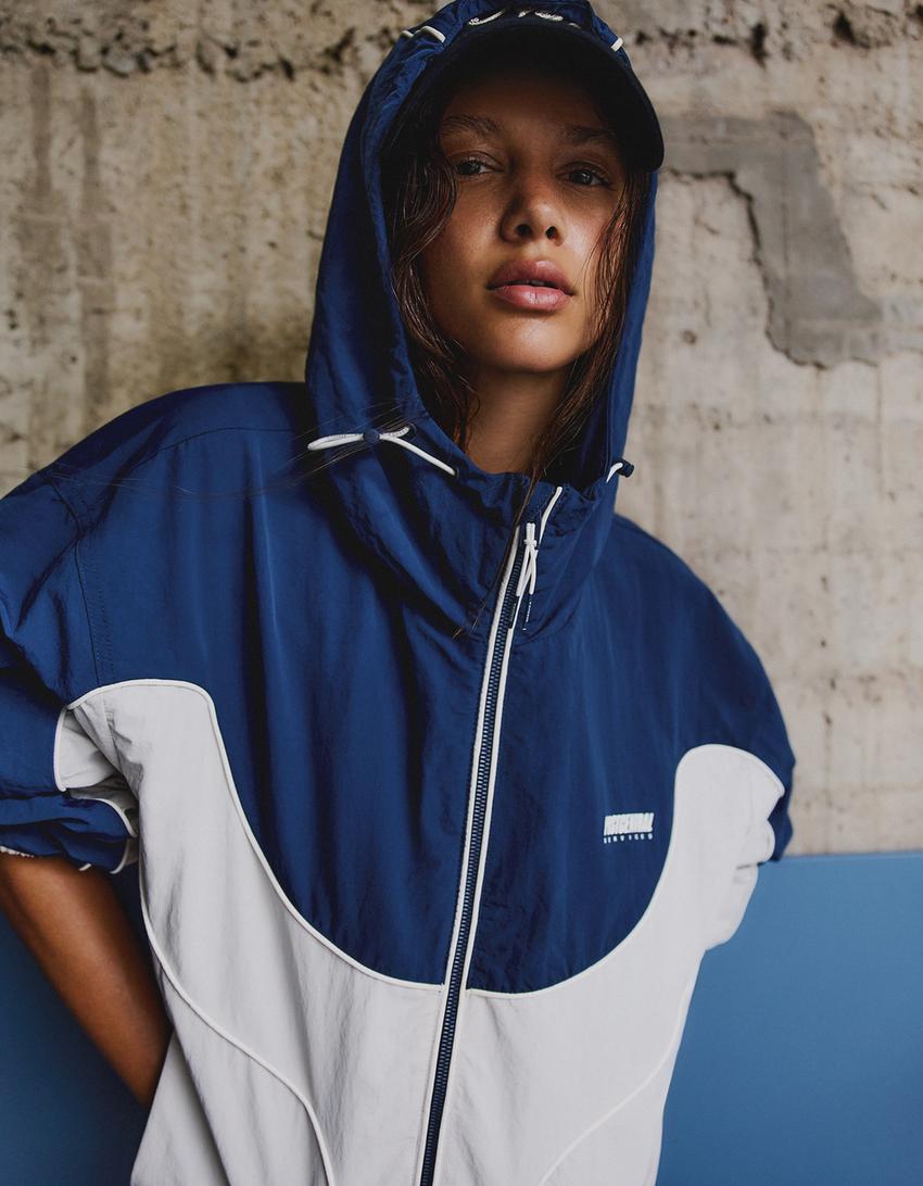 Blouson coupe-vent capuche-Marine