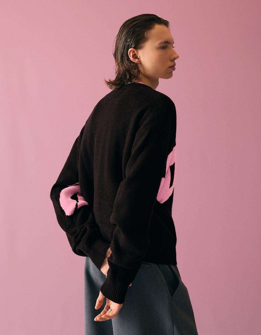 Chenille print jumper-Black