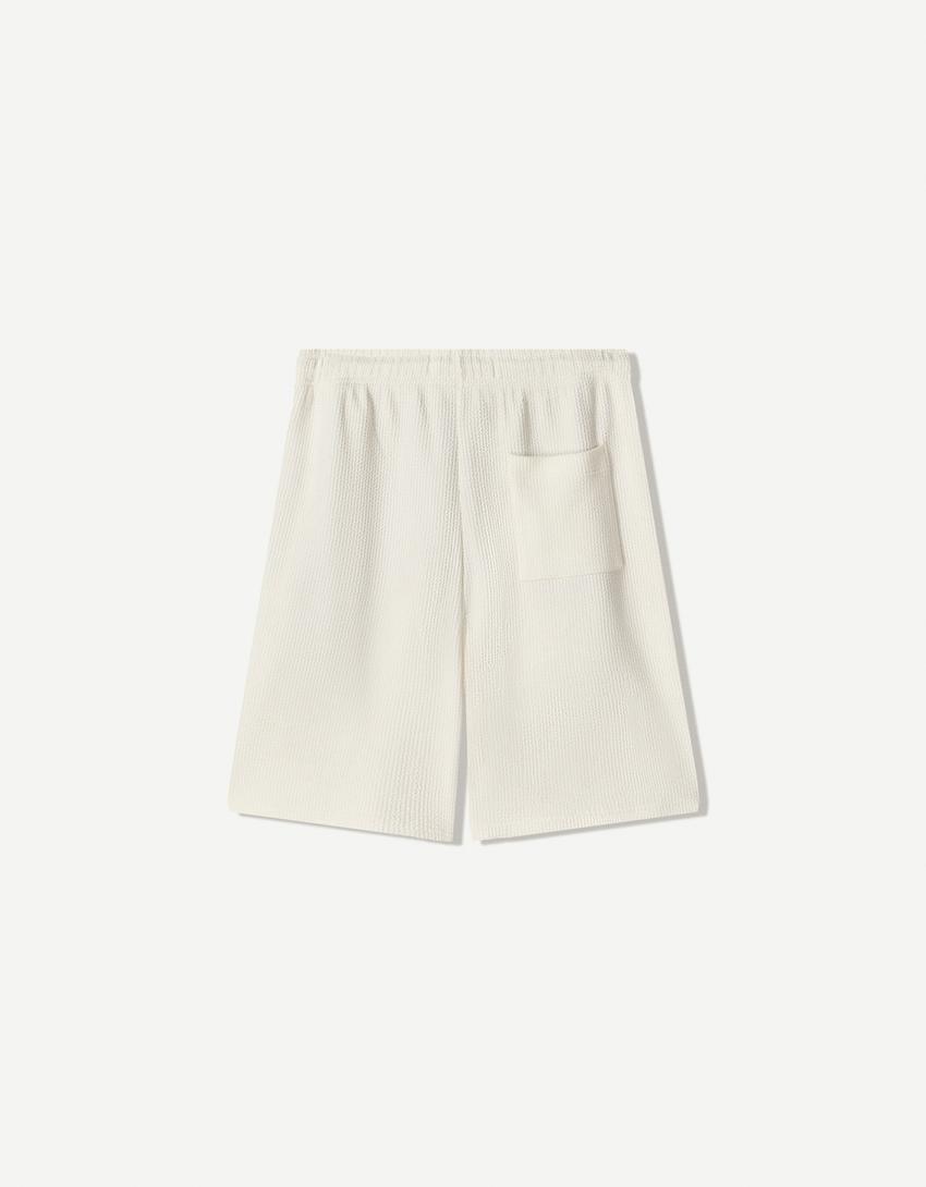 Bermuda texturée-Blanc