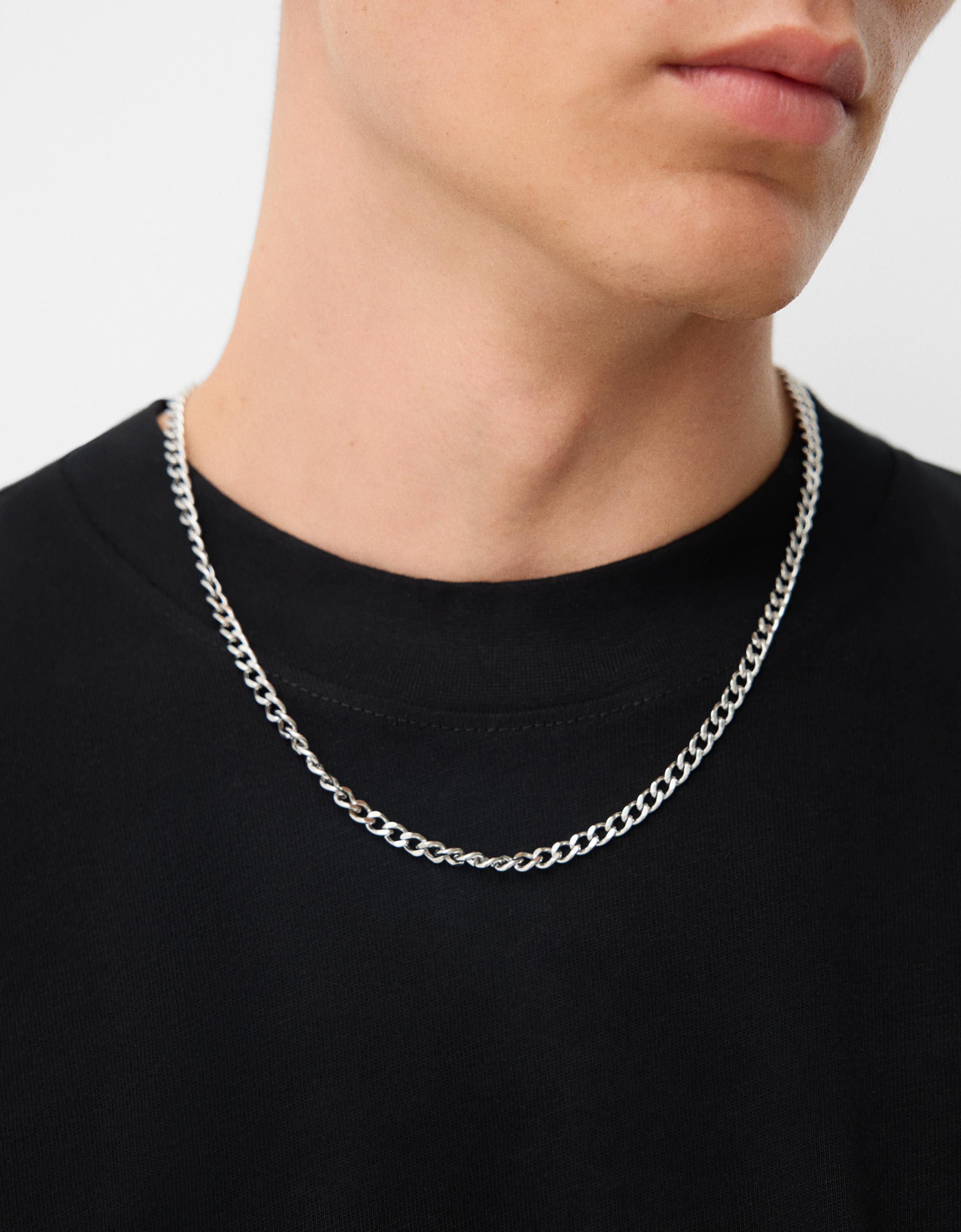 Stainless steel chain link necklace — Silver