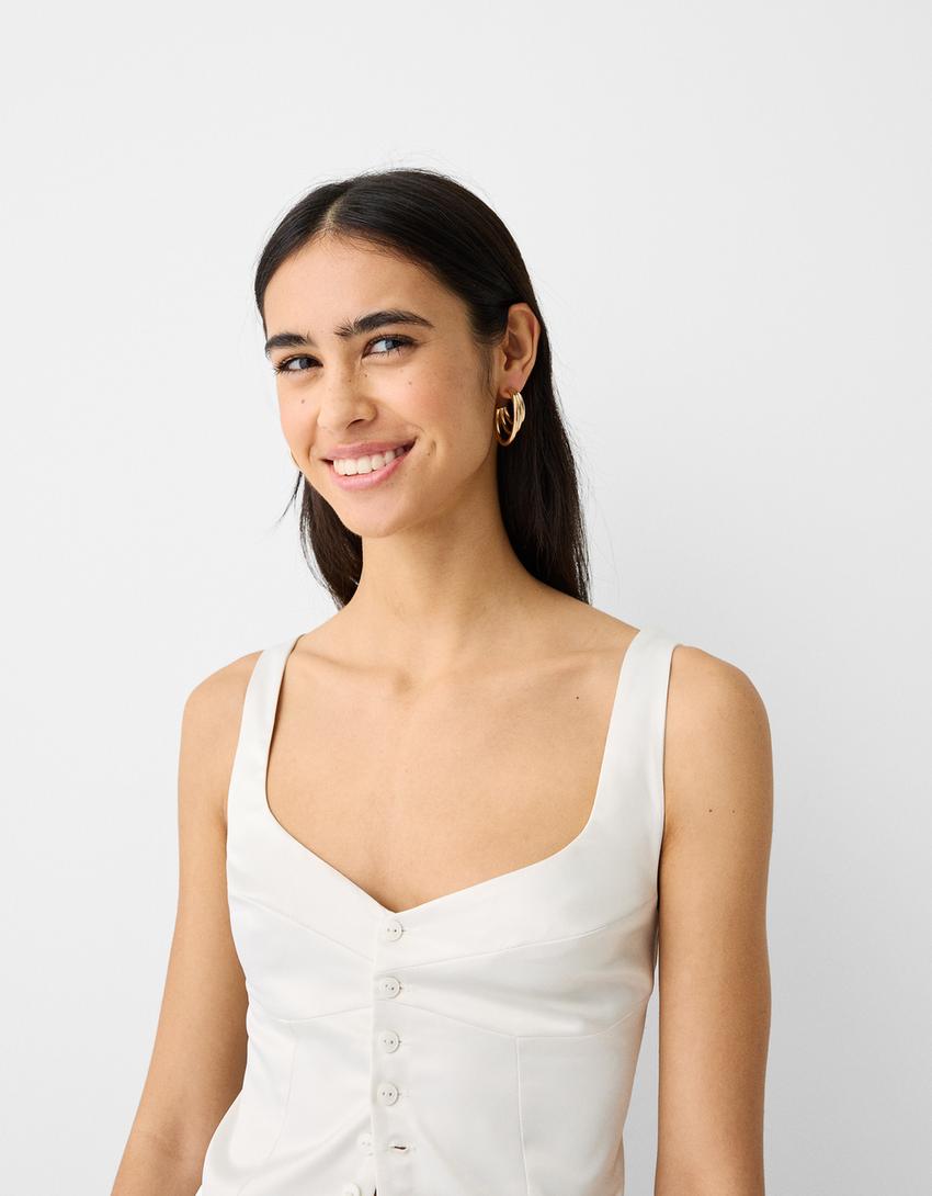 طقم من 4 أقراط حلقية سميكة-ذهبي-3