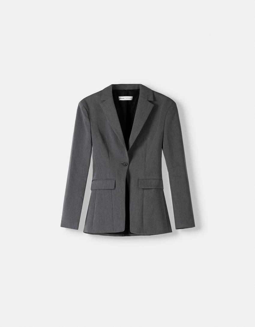 Ensemble blazer et jupe-culotte tailoring-Gris-5