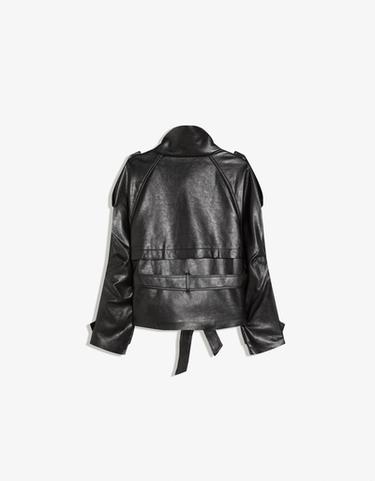 Short leather effect trench jacket — Black 6