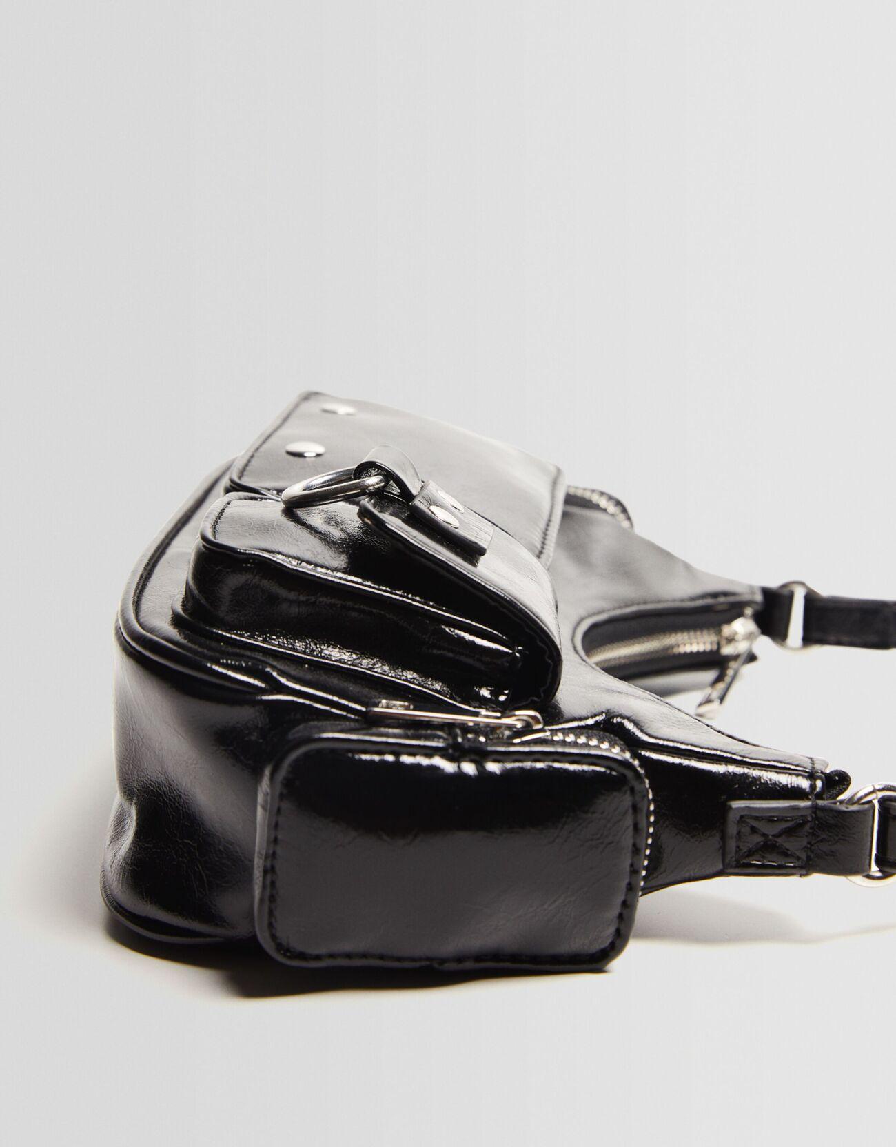 Multi-pocket shoulder bag — Black