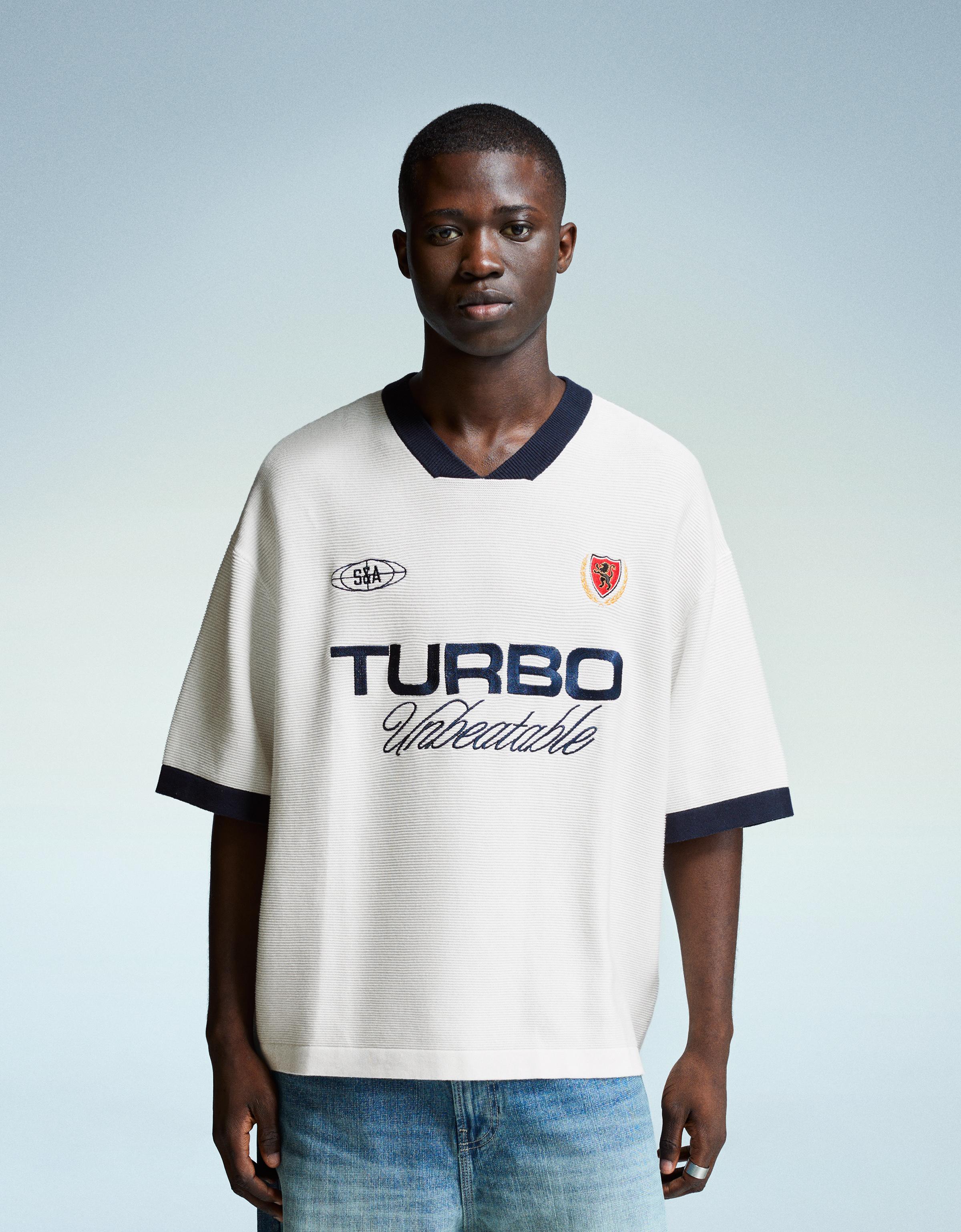 Bershka T-Shirt Mit Print Herren Xl Grbrochenes Weiss