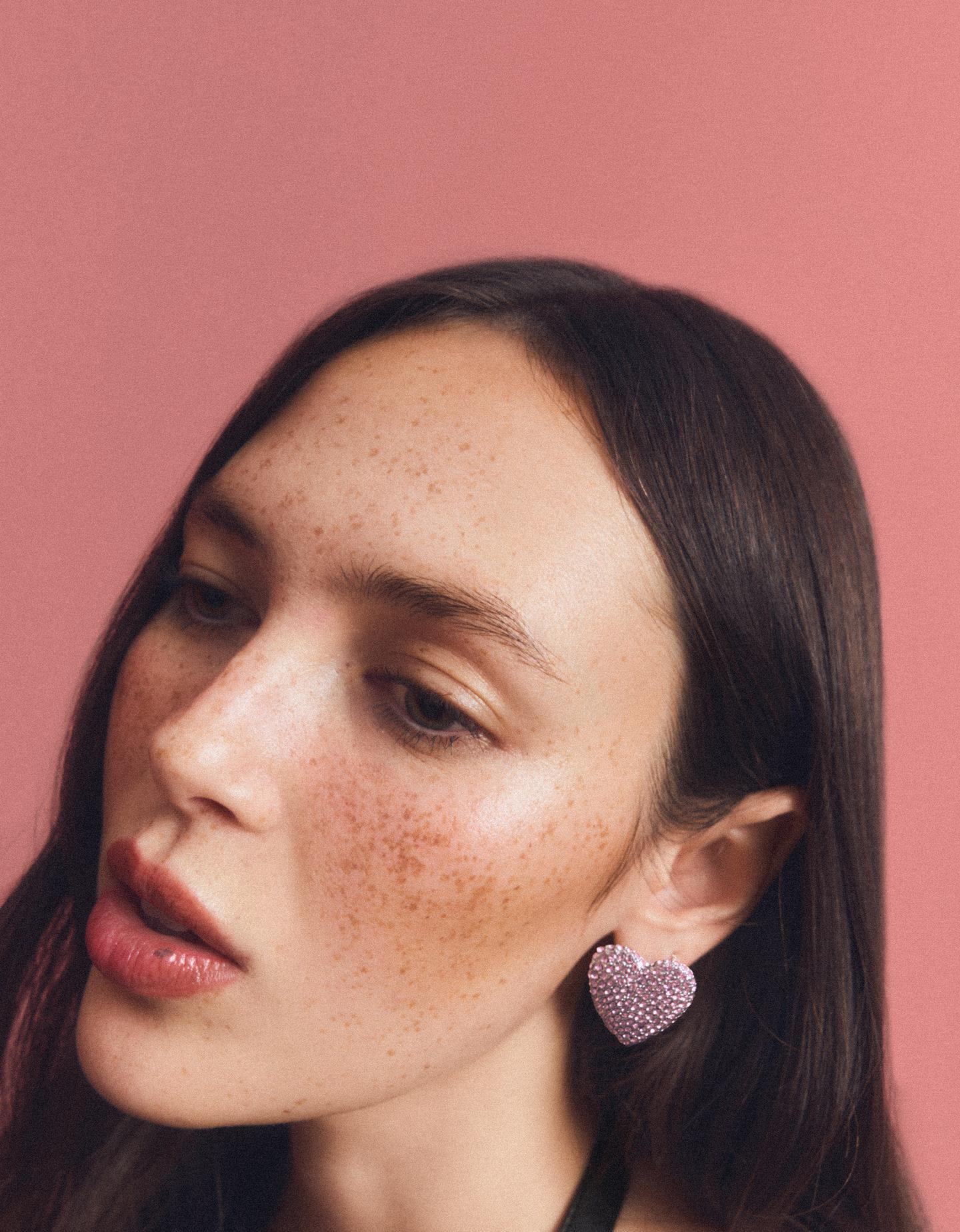 Bershka kolczyki serca błyszczące srebrny