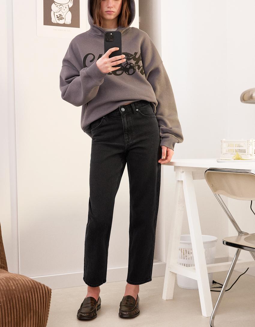 Jeans mom high rise confort-Negro-2