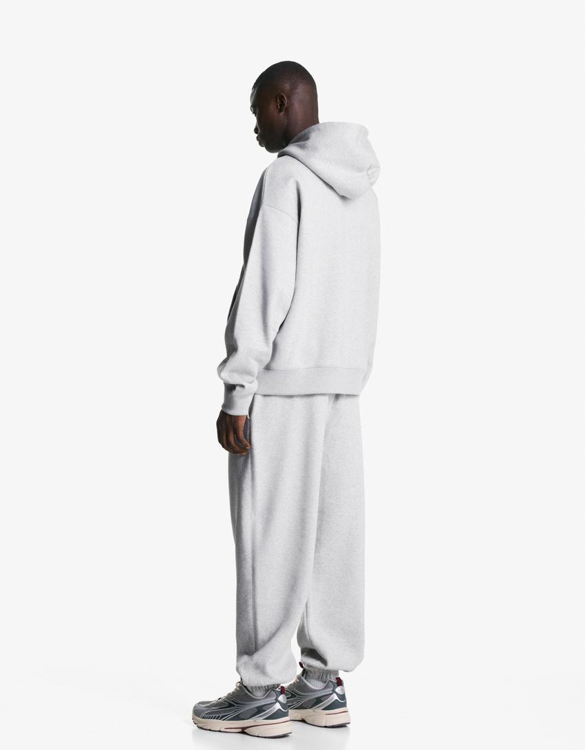 Pantalon jogger fit en molleton-Gris-1