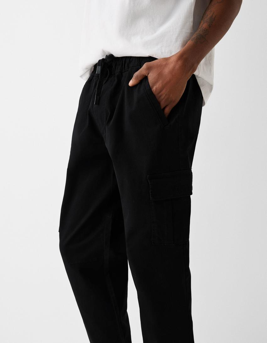Pantalon jogger cargo coton-Noir-3