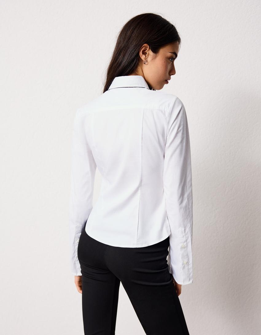 Fitted shirt with flared sleeves-White