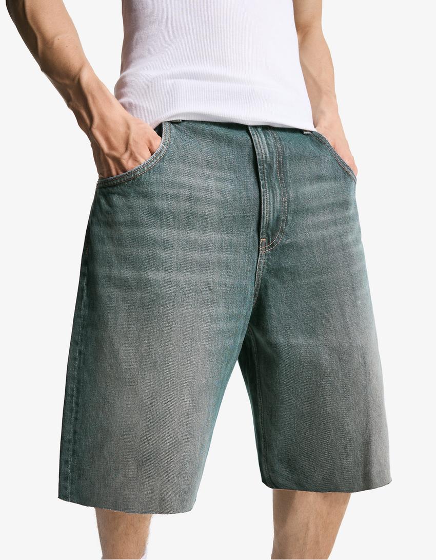 Calções bermuda super baggy fit-Verde-2