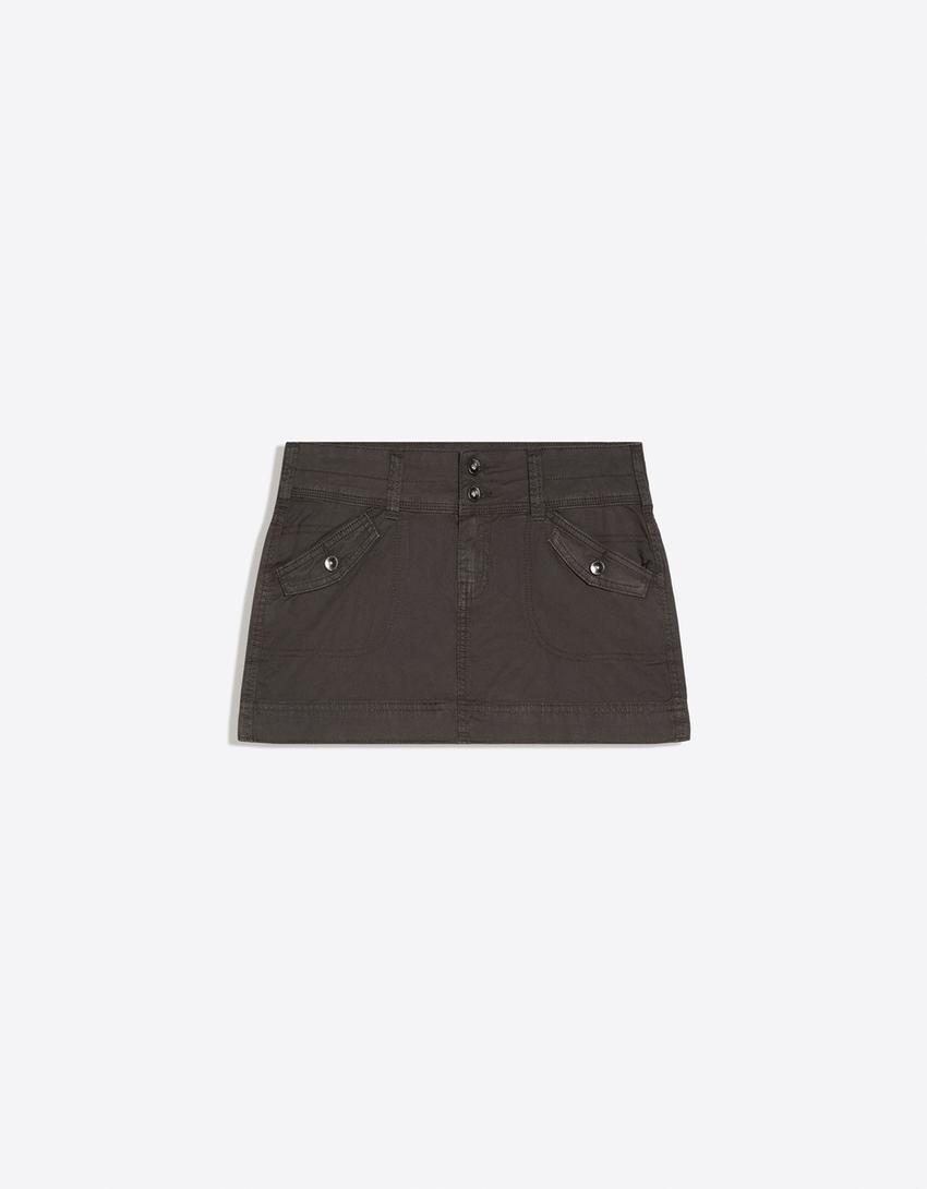 Spódnica mini cargo-Khaki