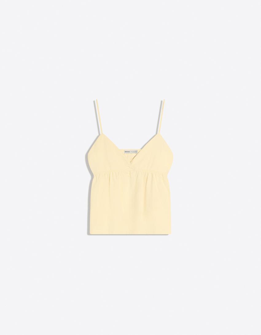 Strappy peplum top-Yellow