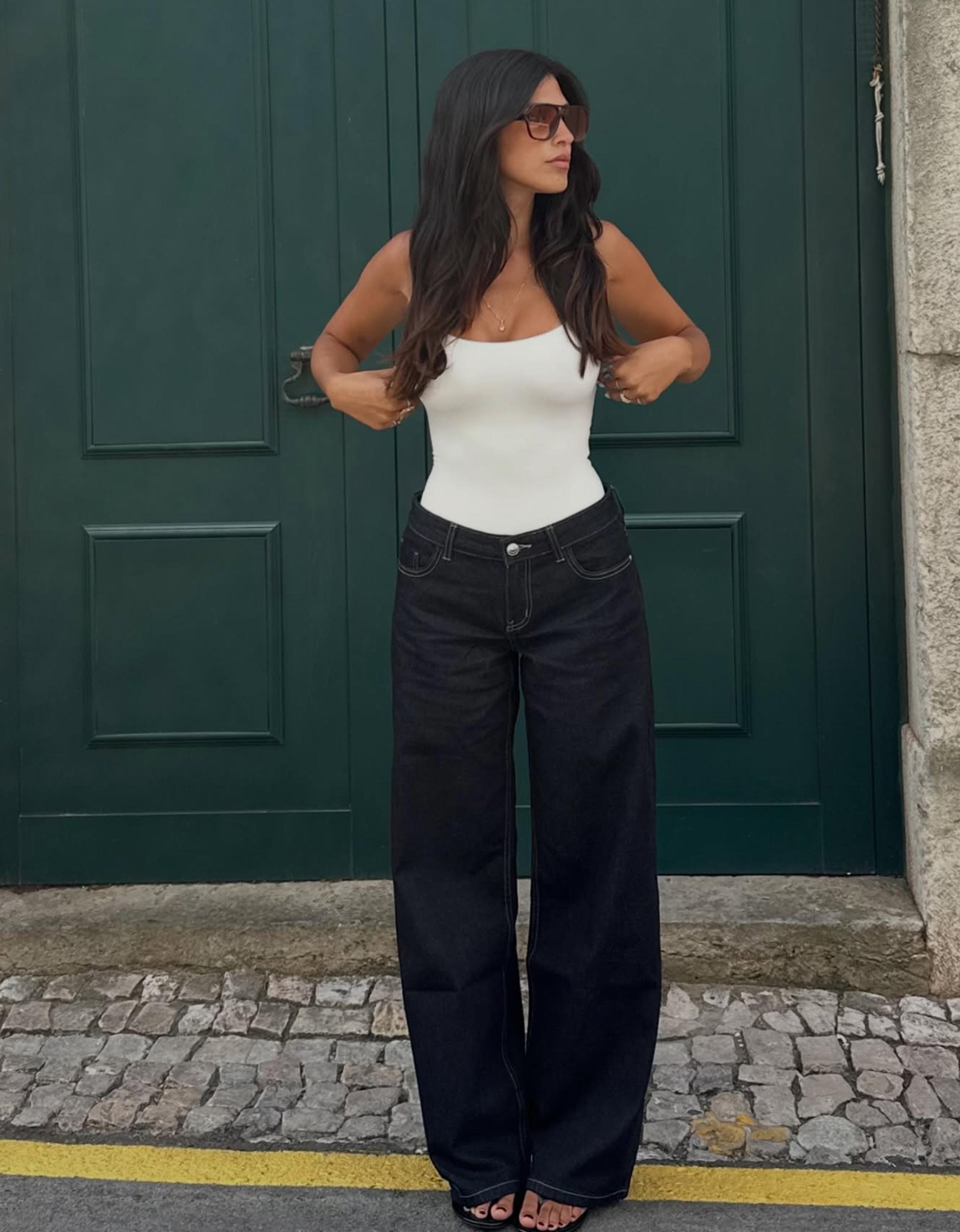 Low-rise wide-leg jeans — Navy