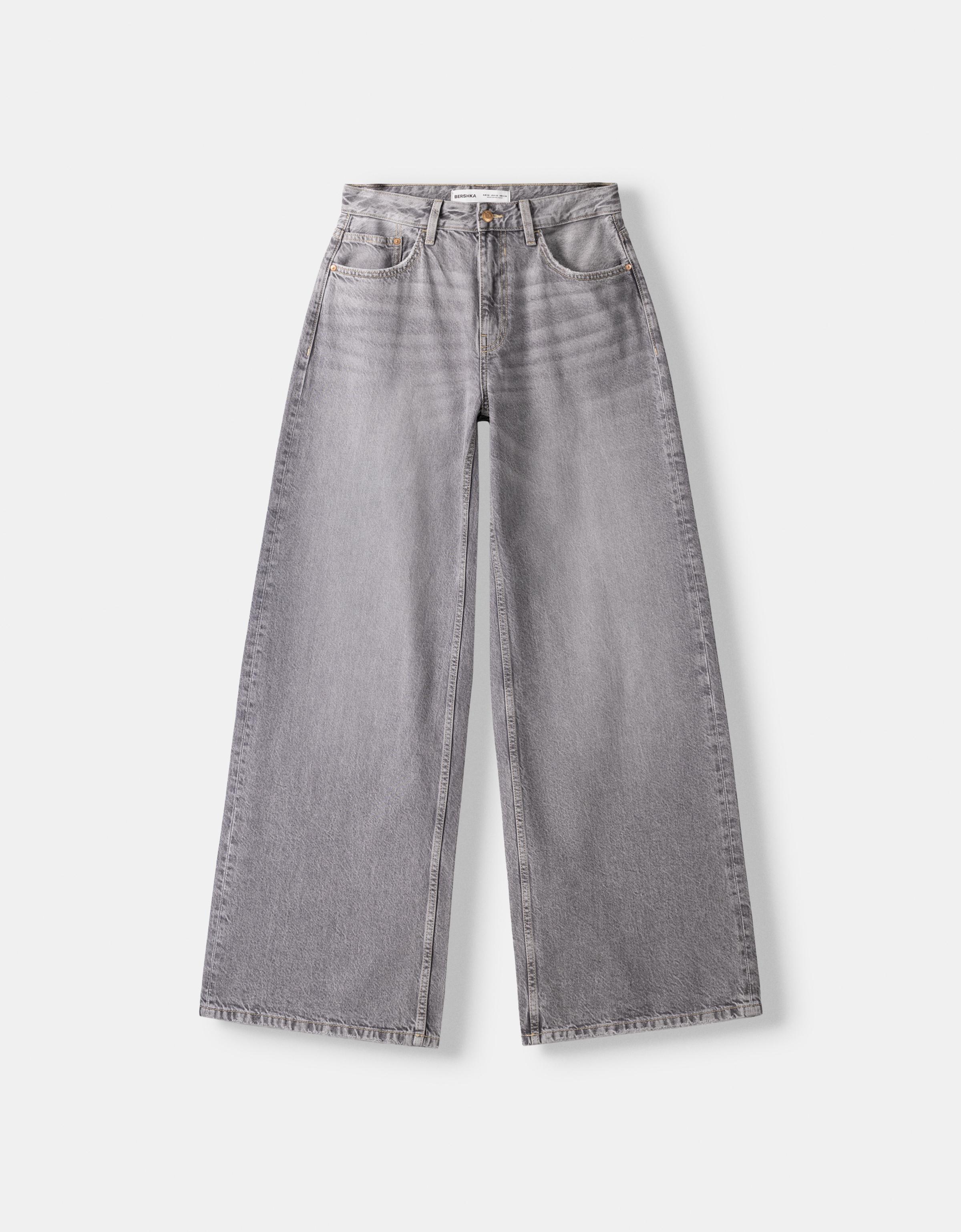 Bershka Orta bel geniş paça jean
