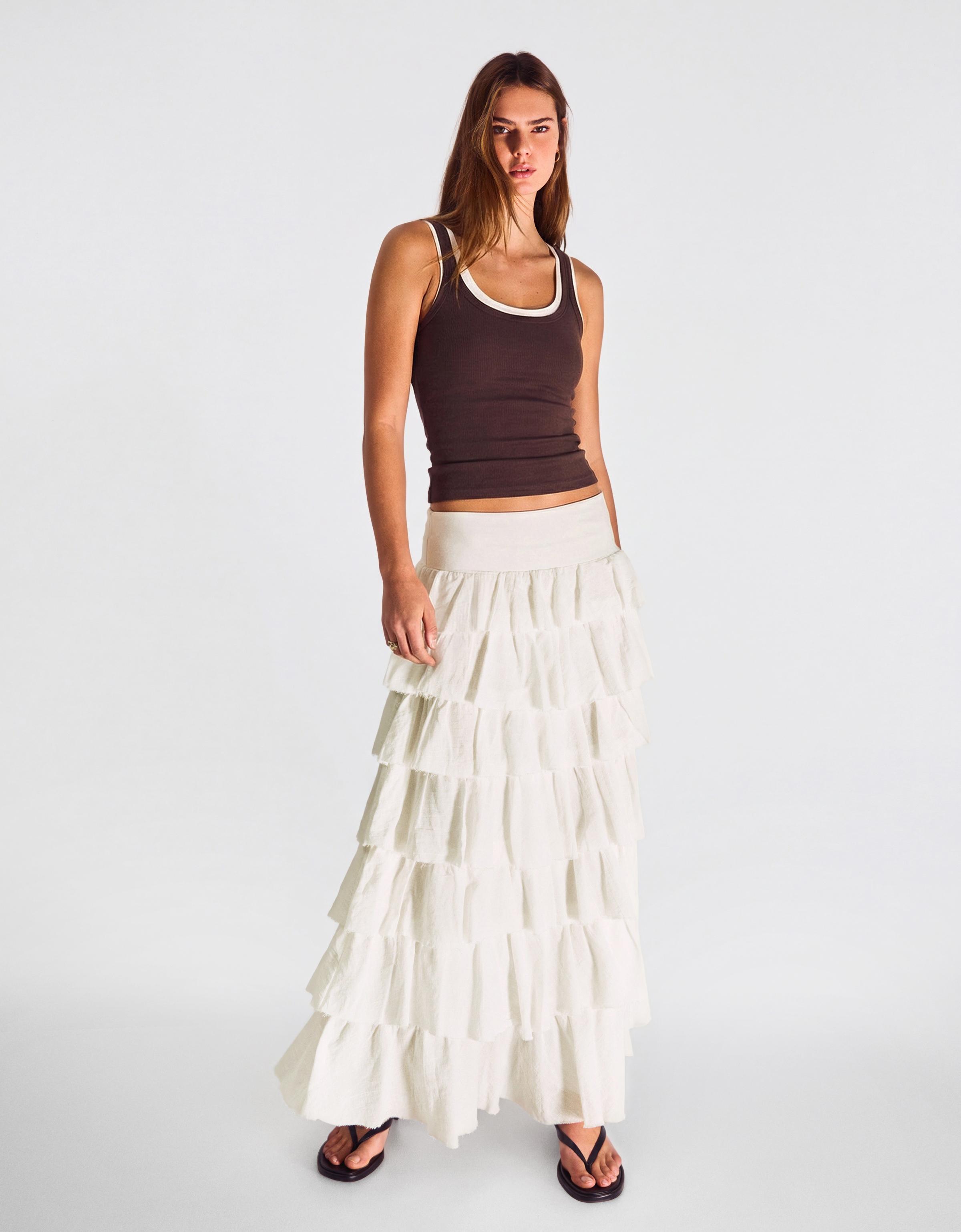 Volanlı rustik midi etek - Görsel 37